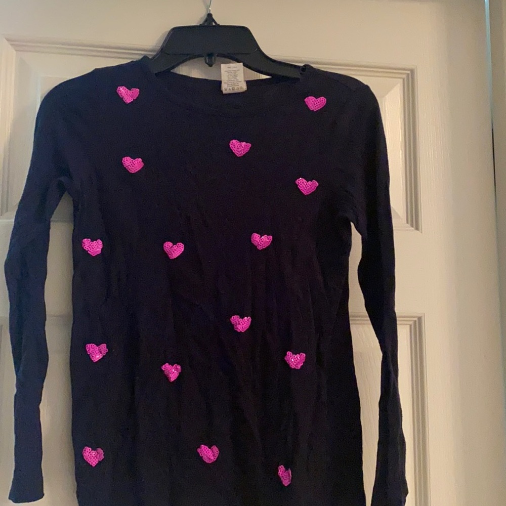 Crewcuts size 10 navy with pink sequin hearts